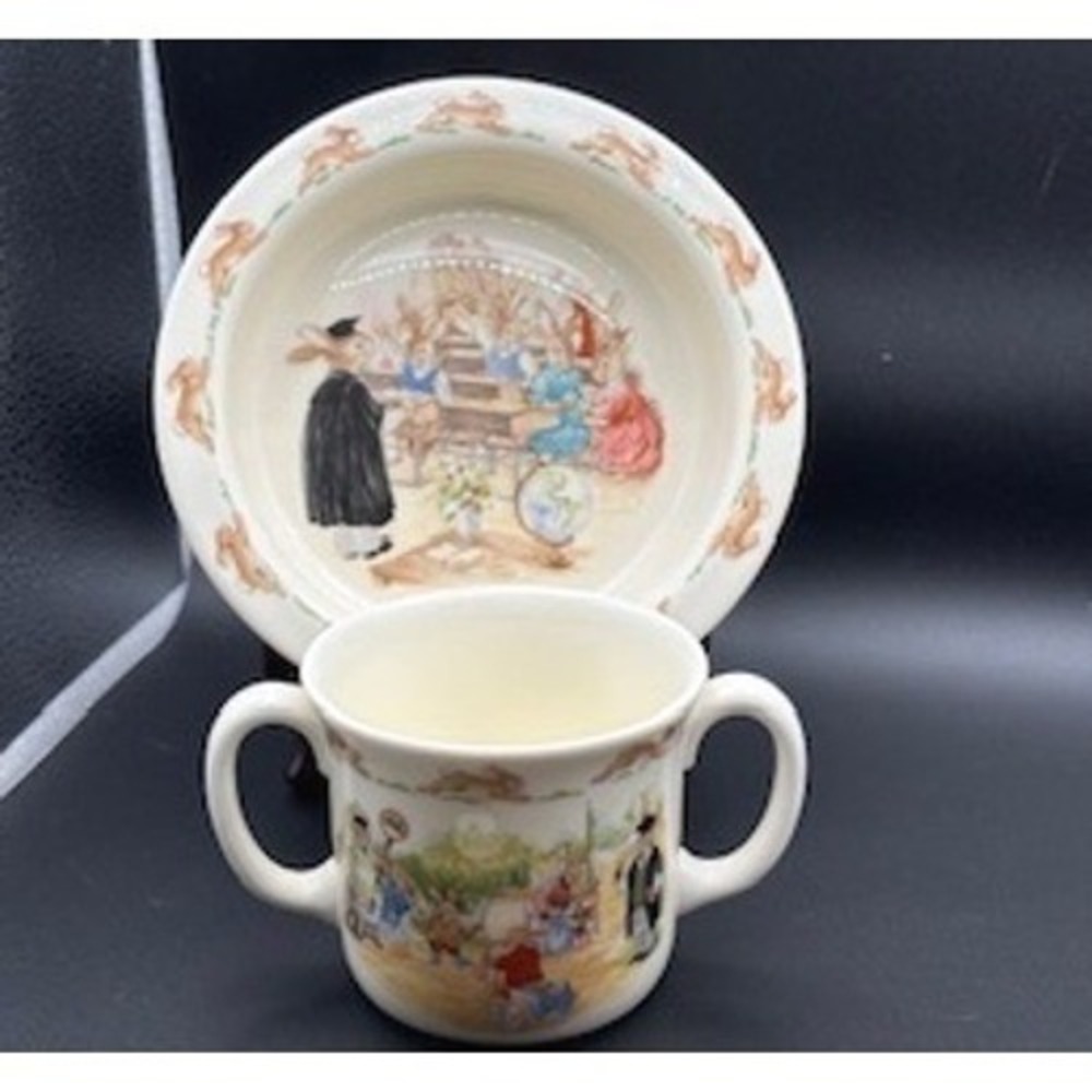 Royal Doulton Bunnykins 2pc Set Bowl | 2-Handled‎ Mug English Fine Bone China